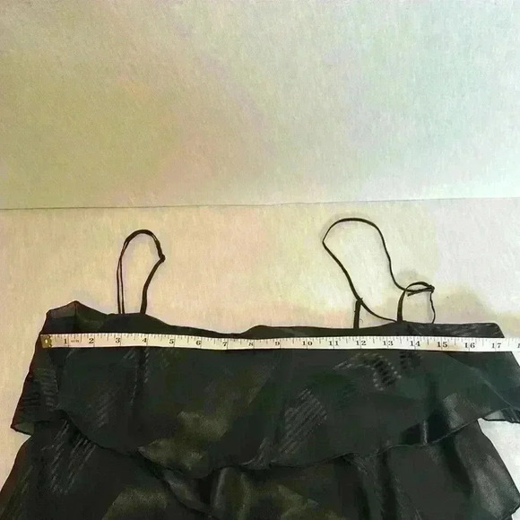CACHE NWT Black Tier Ruffle Adjustable Spaghetti Strap Top 100% Poly Women Sz L - Picture 7 of 10